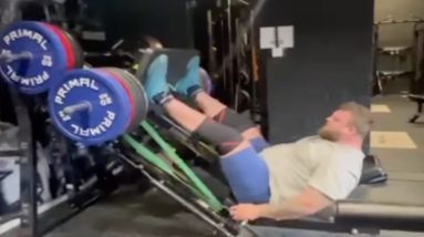 Strongman Tom Stoltman Crushes Shaw Classic Training with Mind-Blowing Leg Press of 800 Kilograms (1,763.7 Pounds)
