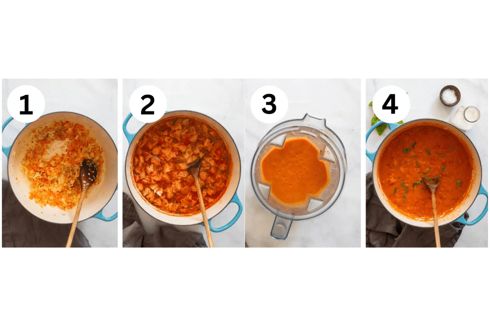 Step-by-step images for how to make Tuscan soup.